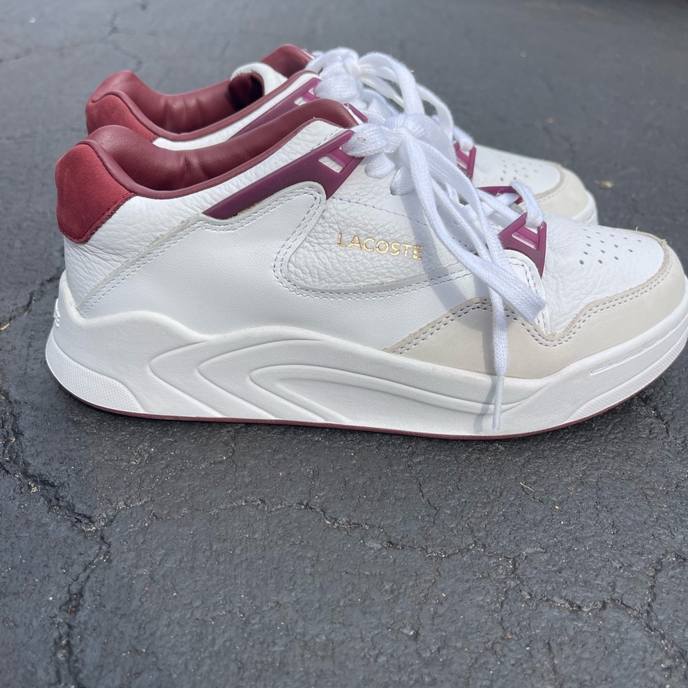 Lacoste Women's White and Burgundy Sneakers